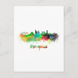 Cartão Postal Linha do horizonte Memphis em aquarela