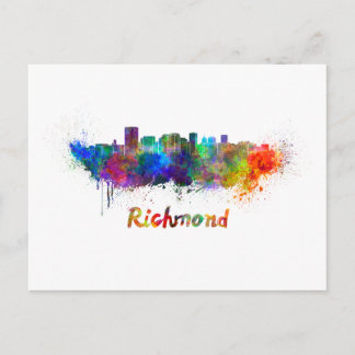 Cartão Postal Linha do horizonte Richmond na aquarela