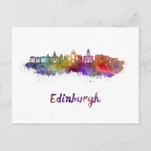 Cartão Postal Linha do horizonte V2 Edinburgh em aquarela