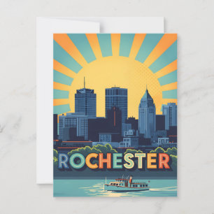 Cartão Postal Linha do horizonte Vibrant Rochester no pôr do sol