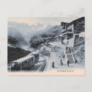 Cartão Postal Linha ferroviária, comboio e hotel de plataformas 