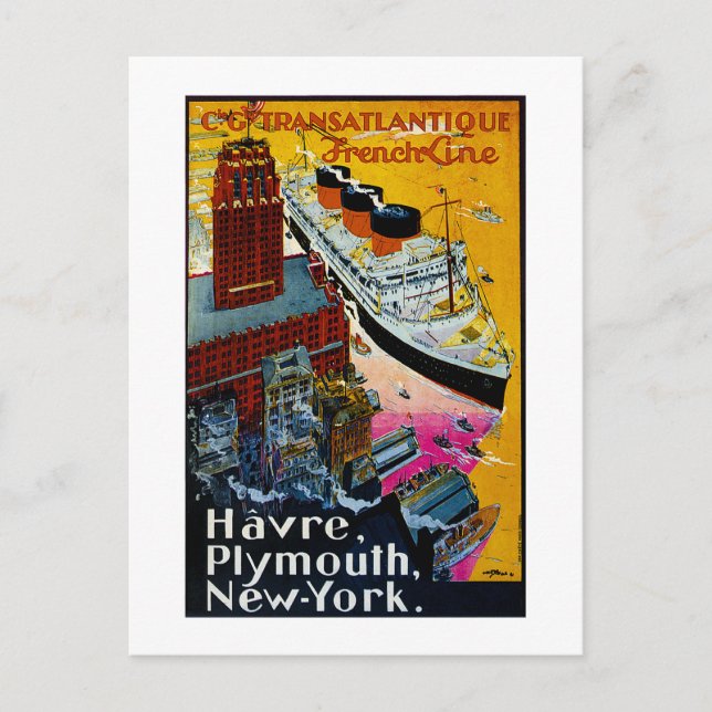 Cartão Postal Linha Francesa Transatlântica (Frente)