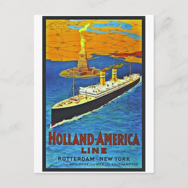 Cartão Postal Linha poster de Holland América das viagens (Frente)