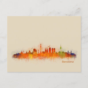 Cartão Postal Linha Skyline da cidade de Barcelona. Forma Citosa