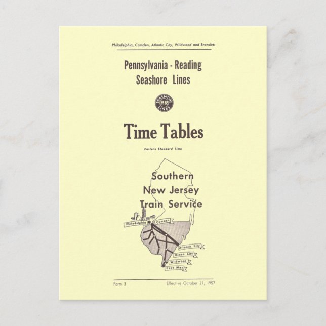 Cartão Postal Linhas de costa de leitura da Pensilvânia, 1957 (Frente)