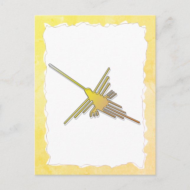 Cartão Postal Linhas de Nazca Douradas Beija-flor Papel Velho Ra (Frente)