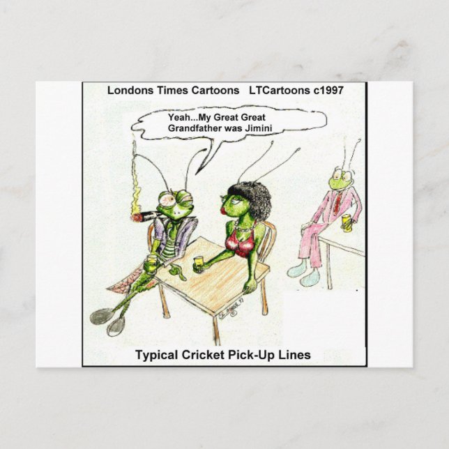 Cartão Postal Linhas de Recolha de Críquete Engraçadas (Frente)