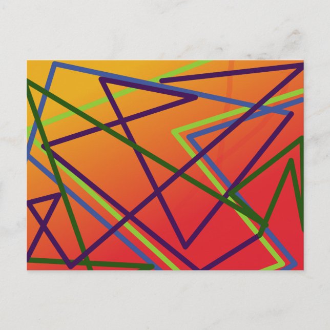 Cartão Postal linhas loucas em fundo quente (Frente)