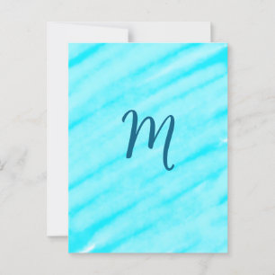 Cartão Postal linhas simples de aquarela azul adicione seu monog