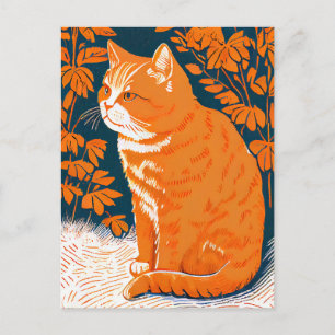 Cartão Postal Linoco de um Gato Vermelho entre Graus