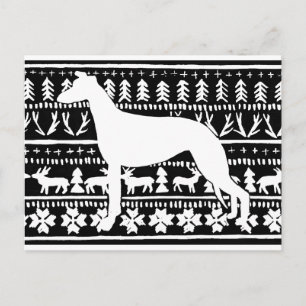 Cartão Postal Linocut de Natal mais leve