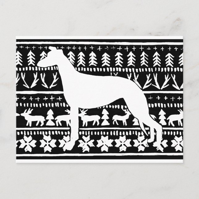 Cartão Postal Linocut de Natal mais leve (Frente)