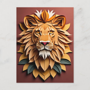 Cartão Postal Lion 3D Paper Art Design T-shirt