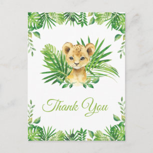 Cartão Postal Lion Cub Tropical Greenerse Aniversário Obrigado