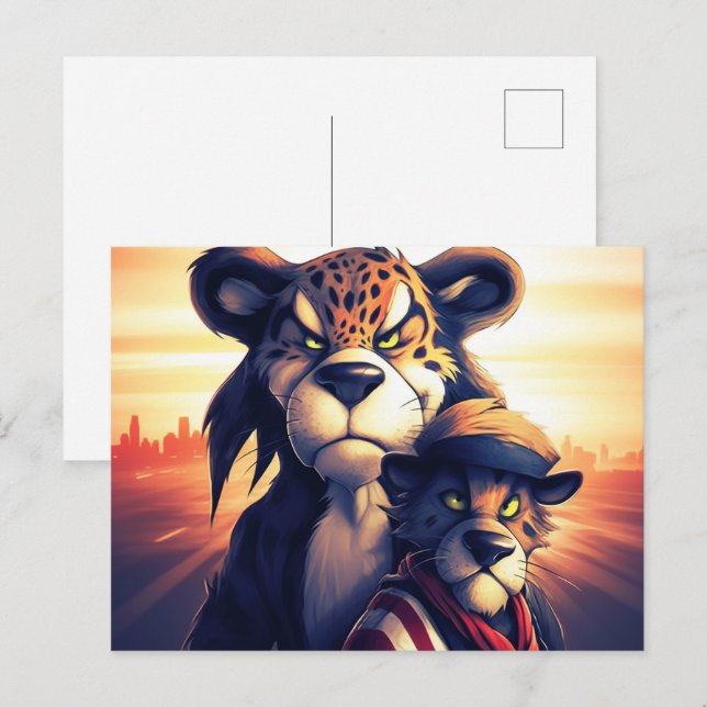 Cartão Postal Lion Cute (Frente/Verso)