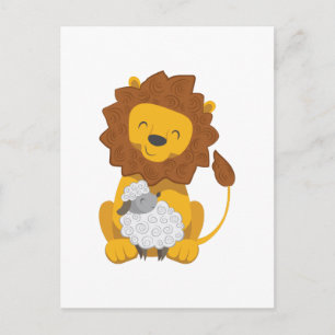 CARTÃO POSTAL LION E LAMB
