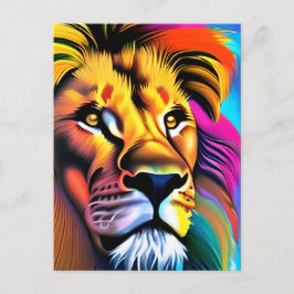 Cartão Postal Lion Face Mystical Fantasy Art