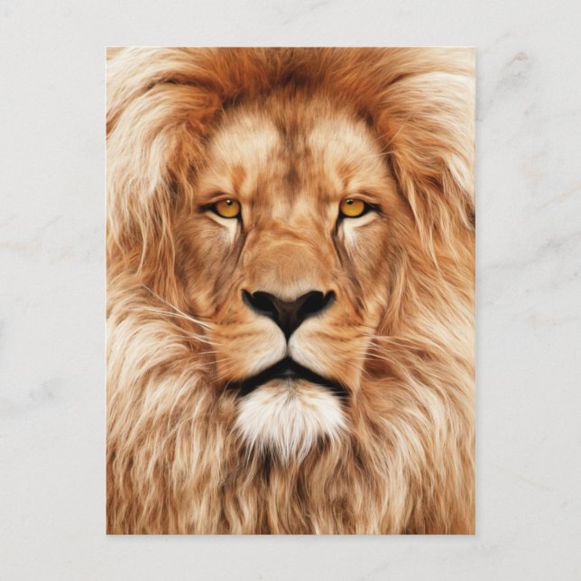 Cartão Postal Lion The King Photo Painting (Frente)