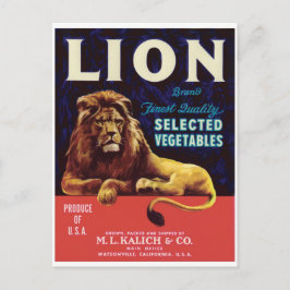 Cartão Postal Lion Vegetables Watsonville California USA Vintage