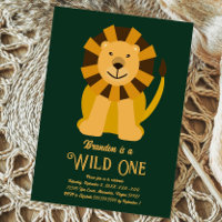 Lion Wild One First Birthday Jungle Invitation