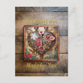 Cartão Postal Lipstick Flores Heart Steampunk Series