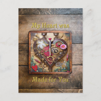 Cartão Postal Lipstick Flores Heart Steampunk Series