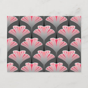 Cartão Postal Lírio Art Déco, Cinza e Rosa Coral