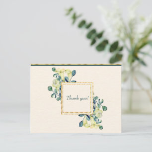 Cartão Postal Lírio de Calla Branco e Agradecimento de Eucalipto