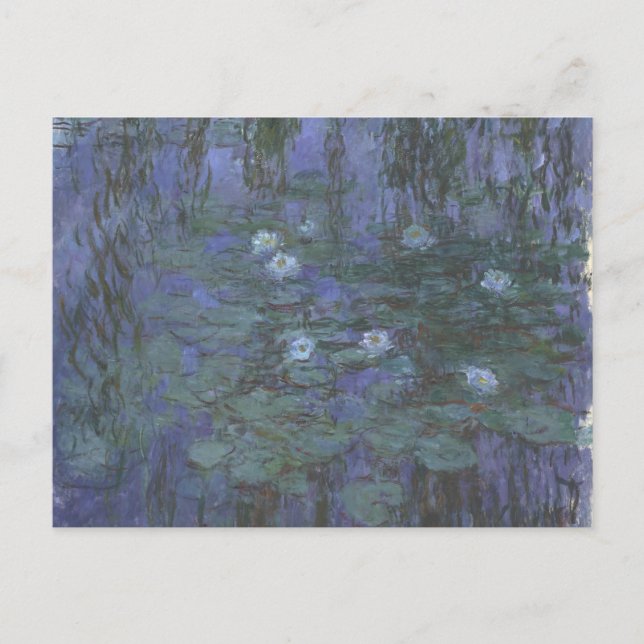 Cartão Postal Lírios Aquáticos Azuis Monet (Frente)