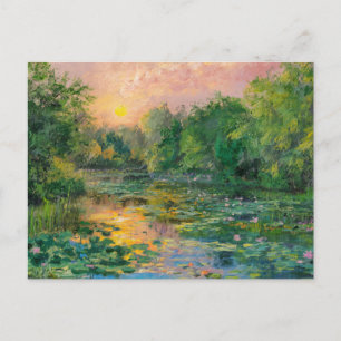 Cartão Postal Lírios d'água de Claude Monet, Sunset, Colorido