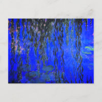 Lírios de água monet e ramificações de salgueiro
