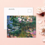 Cartão Postal Lírios de Água Rosa (1917) Claude Monet<br><div class="desc">Um cartão postal de arte com a pintura paisagística,  Water Lily (1917),  de Claude Monet (1840-1926). Uma lagoa de lírio com almofadas de lírios de flores brancas e cor-de-rosa refletindo sobre a água,  inspirada nos seus próprios jardins hídricos em Giverny,  França.</div>