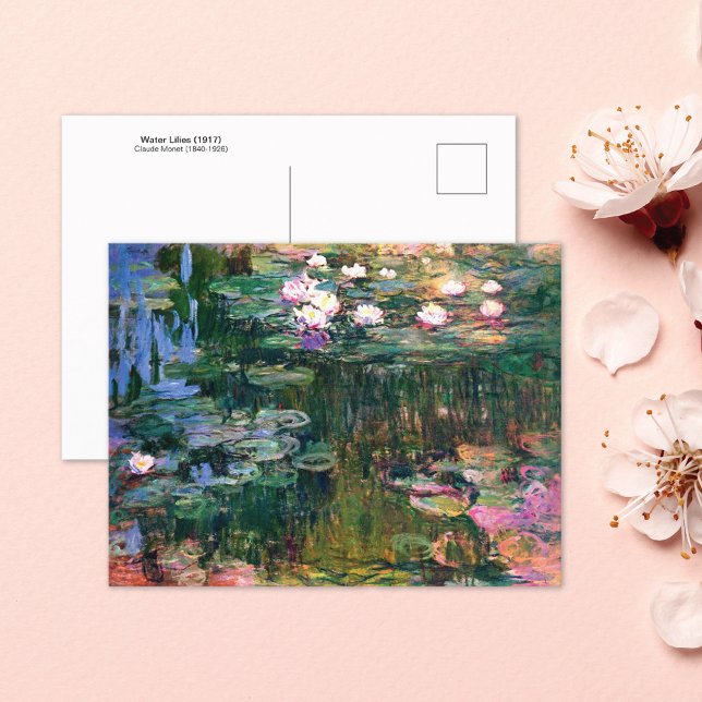 Cartão Postal Lírios de Água Rosa (1917) Claude Monet (Criador carregado)