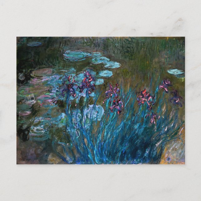 Cartão Postal Lírios e Irises, Claude Monet (Frente)