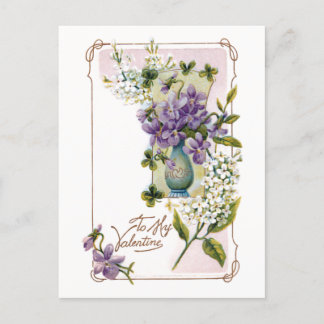 Cartão Postal Lírios e violetas Namorados de vindima