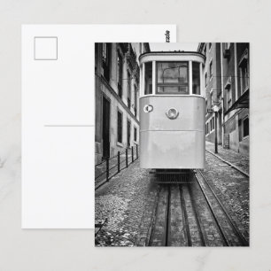 Cartão Postal Lisboa Elevador da Gloria Funicular Tram B/W Foto