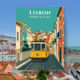 Cartão Postal Lisboa Portugal Bonde Amarelo Viagem Vintage