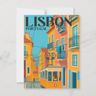 Cartão Postal Lisboa Portugal Bonde Viagem Antiga