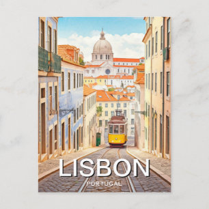 Cartão Postal Lisboa Portugal Pantheon Alfama Watercolor