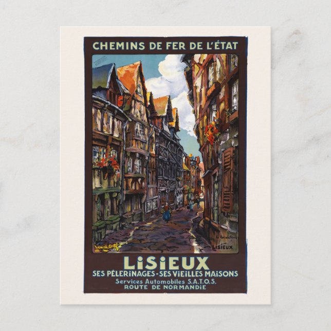 Cartão Postal Lisieux France Poster vintage 1930 (Frente)