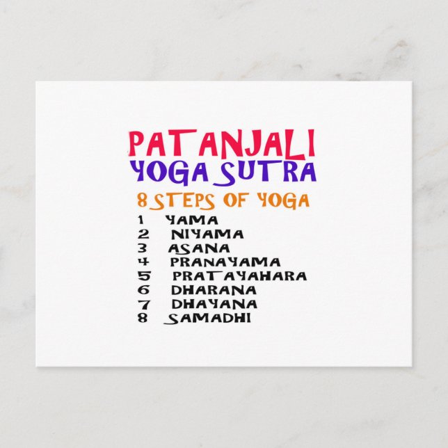 Cartão Postal Lista de Compilação de Ioga PATANJALI (Frente)