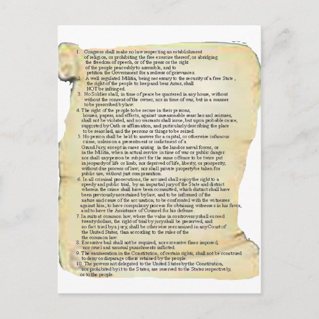 Cartão Postal lista de direitos (Frente)