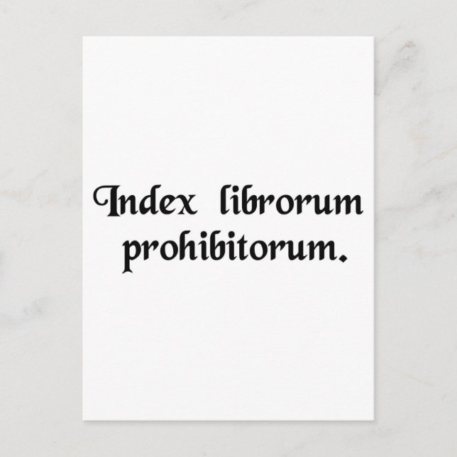 Cartão Postal Lista de Livros Proibidos. (Frente)