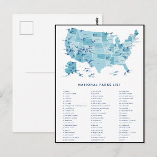 Cartão Postal Lista de Parques Nacionais nos Estados Unidos