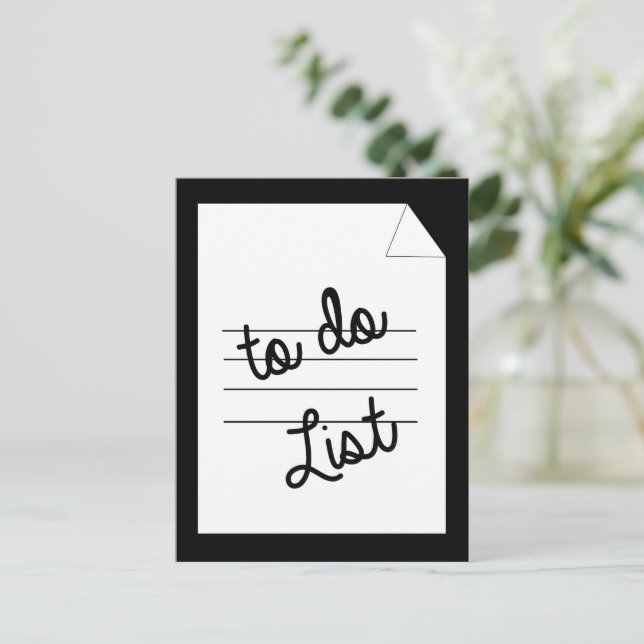 Cartão Postal Lista de tarefas lembrete engraçado (Em pé/Frente)