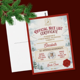 Cartão Postal Lista Legal Bonito Certificado de Natal Foto Verme