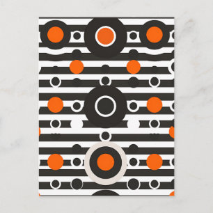Cartão Postal Listra de Círculo Retro Laranja Preto