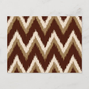 Cartão Postal Listras Chevron Ikat - Marrom Chocolate e Bege
