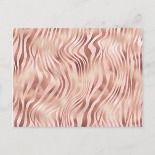 Cartão Postal Listras de Zebra Animal Rosa Brilhante Dourado Bro