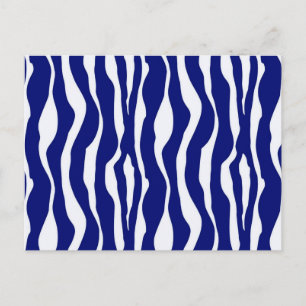 Cartão Postal Listras de zebra - Azul Cobalto Escuro e Branco